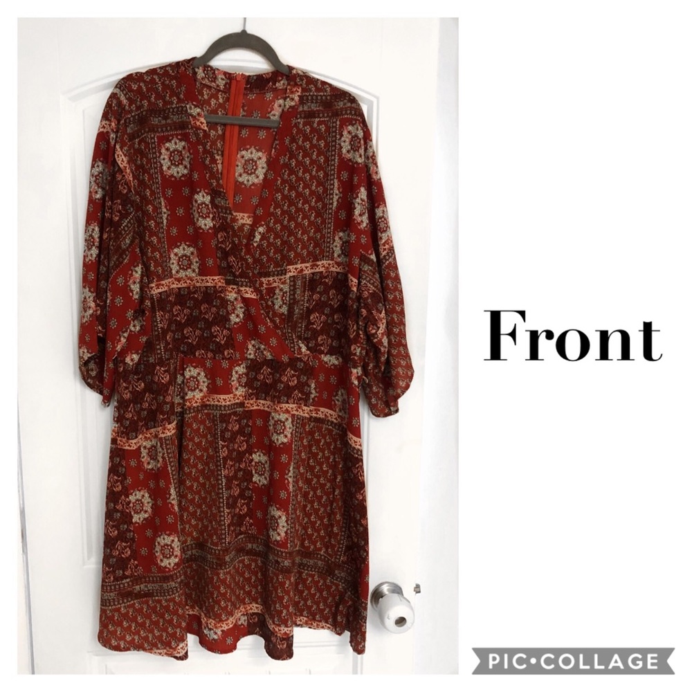 Vintage Kimono Sleeve Wrap Front Mini Dress 3x
